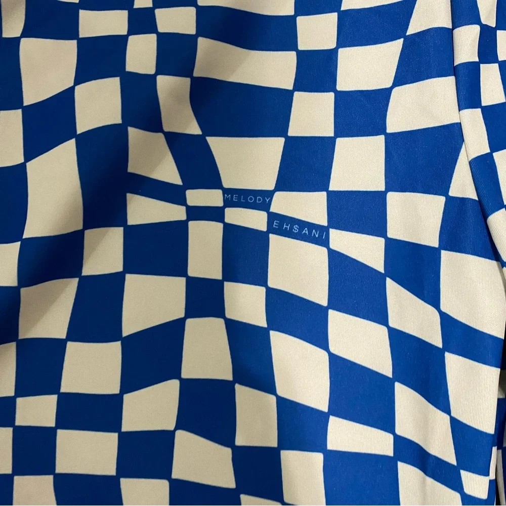 Melody Ehsani Warp Baggy Women’s Track Pants 2X XXL blue white checkered warped - Picture 13 of 16
